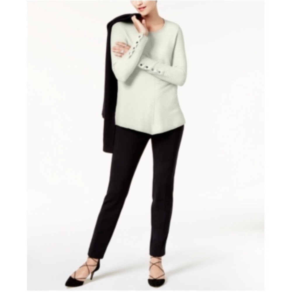 ALFANI Ribbed Snap-Detail Sweater